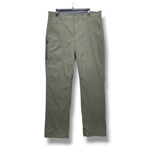 Eddie Bauer Fleece Lined Tech Pant Men 36 x 32 Green Softshell Utility UPF Cargo